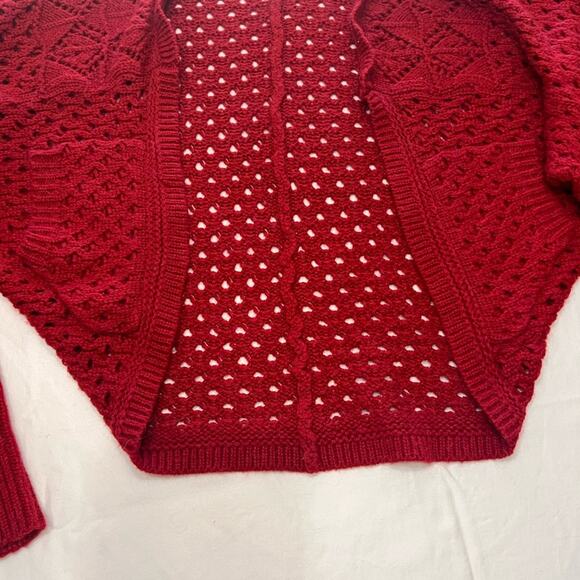 Woman’s Red Sweater Cardigan by R&B - Picture 3 of 6